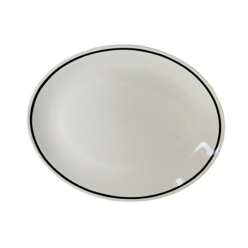 Vintage Homer Laughlin Restaurant Ware Oval Platter BLACK Stripes BE Best China